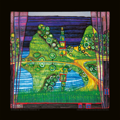 vastakkaisella puolella oleva saari tekijältä Friedensreich Hundertwasser
